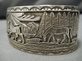 June Delgarito Vintage Native American Navajo Horses Sterling Silver Detailed Bracelet-Nativo Arts