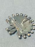 Native American Fabulous Vintage Zuni Jet Sterling Silver Sunface Pin/ Pendant-Nativo Arts
