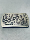 Harvey Quanimptewa Fascinating Vintage Native American Hopi Sterling Silver Buckle Signed-Nativo Arts