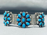 Native American Flower Turquoise Vintage Navajo Sterling Silver Charm Link Bracelet-Nativo Arts