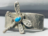 Heavy 87 Gram Vintage Native American Navajo Turquoise Sterling Silver Dragonfly Bracelet-Nativo Arts