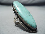Exquisite Vintage Native American Navajo Green Turquoise Sterling Silver Ring Old-Nativo Arts