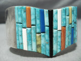 One Of Best Vintage Native American Navajo Carico Lake Turquoise Inlay Sterling Silver Bracelet-Nativo Arts