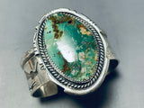 Heavy 100 Gram Native American Navajo Royston Turquoise Sterling Silver Bracelet-Nativo Arts