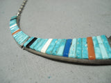 Extremely Rare Vintage Native American Navajo Carico Lake Turquoise Sterling Silver Necklace-Nativo Arts