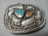 Important Vintage Native American Navajo Gary Reeves Sterling Silver Turquoise Buckle Old-Nativo Arts