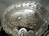 Huge And Heavy! Vintage Native American Navajo Hand Tooled Sterling Silver Turquoise Concho Belt-Nativo Arts
