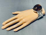 One Of The Best Native American Navajo Amber Sterling Silver Bracelet Cuff-Nativo Arts