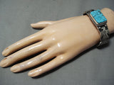 Important High Grade Albert Jake Native American Navajo Turquoise Sterling Silver Bracelet-Nativo Arts