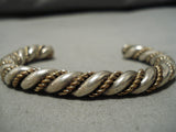 Thick Heavy Vintage Native American Navajo Two Tone Twist Sterling Silver Bracelet-Nativo Arts