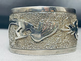 Ancient Petroglyph Vintage Native American Navajo Sterling Silver Bracelet Cuff-Nativo Arts
