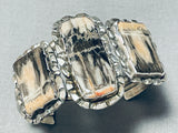 One Of The Best Vintage Native American Navajo Petrified Wood Sterling Silver Bracelet-Nativo Arts