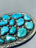 Tremendous Vintage Native American Navajo Kingman Turquoise Sterling Silver Buckle-Nativo Arts