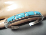 Stunning Vintage Native American Navajo Blue Diamond Turquoise Sterling Silver Bracelet Old-Nativo Arts