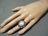 Amazing Vintage Native American Navajo Domed Pearl Sterling Silver Ring-Nativo Arts