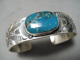 Important Native American Navajo Pilot Mountain Turquoise Sterling Silver Bracelet-Nativo Arts