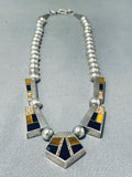 The Best Vintage Native American Navajo Tigers Eye Sterling Silver Inlay Necklace-Nativo Arts