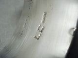 Important Native American Navajo Coral Row Wide Sterling Silver Bracelet Cuff-Nativo Arts
