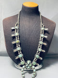Museum Vintage Native American Navajo Royston Turquoise Sterling Silver Squash Blossom Necklace-Nativo Arts