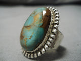 Native American Important Vintage Santo Domingo Tony Aguilar Sr Turquoise Sterling Silver Ring-Nativo Arts