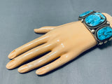 111 Gram Native American Navajo Rick Martinez Turquoise Sterling Silver Bracelet-Nativo Arts