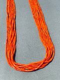 Native American One Of The Finest Santo Domingo Coral Tubule Sterling Silver Necklace-Nativo Arts