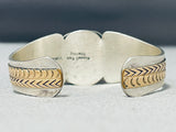 Important Vintage Native American Navajo White Buffalo Turquoise Gold Sterling Silver Bracelet-Nativo Arts