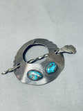 Awesome Vintage Native American Navajo morenci Mountain Turquoise Sterling Silver Hair Barrette-Nativo Arts