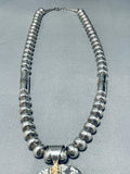 One Of The Best Vintage Native American Navajo Hand Tooled Sterling Silver Gold Necklace-Nativo Arts