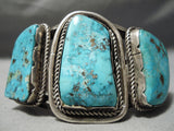 One Of The Best Vintage Native American Navajo Old Kingman Turquoise Sterling Silver Bracelet-Nativo Arts
