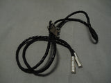 Symbolic Marvelous Native American Navajo Ben Yazzie Horned Toad Sterling Silver Bolo Tie-Nativo Arts