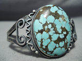 Wow Vintage Native American Navajo Domed #8 Turquoise Sterling Silver Swirl Bracelet-Nativo Arts