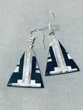 The Most Unique Vintage Native American Black And White Sterling Silver Earrings-Nativo Arts