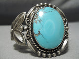Rare Vintage Native American Navajo Blue Diamond Turquoise Sterling Silver Bracelet-Nativo Arts
