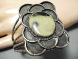 Unique Moss Stone Vintage Native American Navajo Sterling Silver Wire Bracelet Old-Nativo Arts