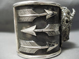 Heavy Huge Buffalo Native American Sterling Silver Bracelet Cuff-Nativo Arts