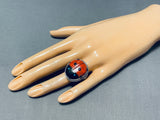 Adorable Native American Navajo Spiny Oyster Sterling Silver Ladybug Ring-Nativo Arts
