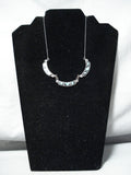 Exceptional Vintage Native American Navajo Turquoise And Onyx Sterling Silver Necklace Old-Nativo Arts