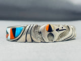Dynamic Vintage Native American Zuni Turquoise Sterling Silver Bear Bracelet-Nativo Arts
