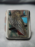 Important Native American Zuni Harlan Coonsis Native American Zuni Sterling Silver Turquoise Coral Ring-Nativo Arts