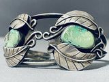 Rare Royston Turquoise Early Vintage Native American Navajo Sterling Silver Leaf Bracelet-Nativo Arts