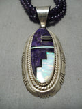 One Of The Best Vintage Native American Navajo Amethyst Sterling Silver Necklace Old-Nativo Arts