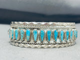 Spectacular Native American Navajo Turquoise Teardrop Sterling Silver Tommy Lowe Bracelet-Nativo Arts