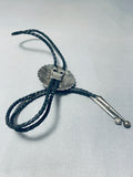 Godber Turquoise Vintage Native American Navajo Sterling Silver Bolo Tie-Nativo Arts