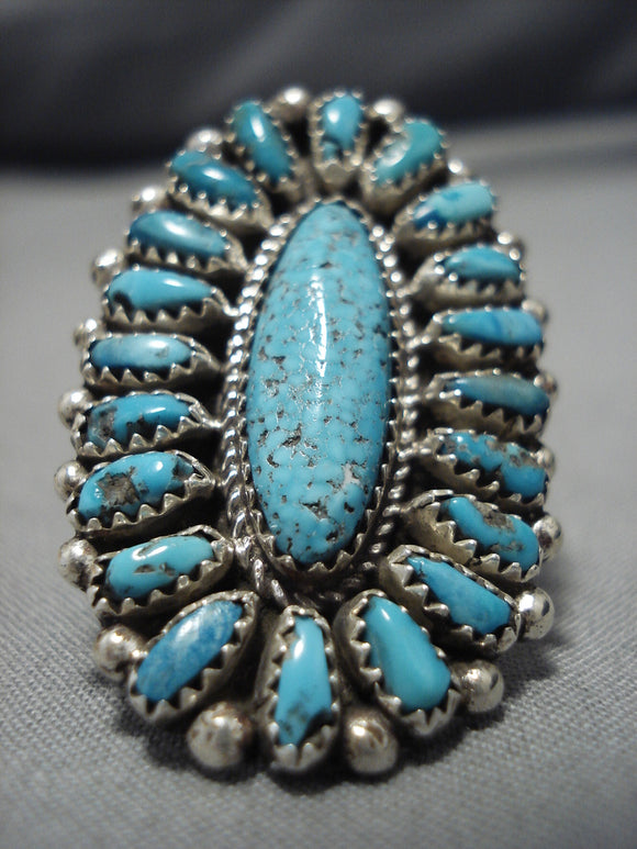 Tremendous Vintage Zuni Native American Sterling Silver Turquoise Ring-Nativo Arts