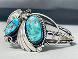 Premium Vintage Native American Navajo 2 Kingman Turquoise Sterling Silver Bracelet-Nativo Arts
