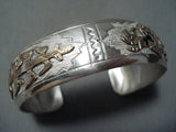 Fascinating Native American Navajo 12k Gold Fill Kokopelli Sterling Silver Bracelet-Nativo Arts