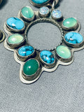 One Of A Kind Native American Navajo Spiderweb Turquoise Sterling Silver Earrings-Nativo Arts