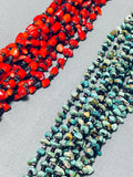 Rye Whitegoat Native American Navajo Coral Turquoise Hand Woven Necklace-Nativo Arts