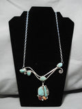 Incredible Liz Pm Native American Navajo Turquoise Sterling Silver Swrrling Necklace-Nativo Arts